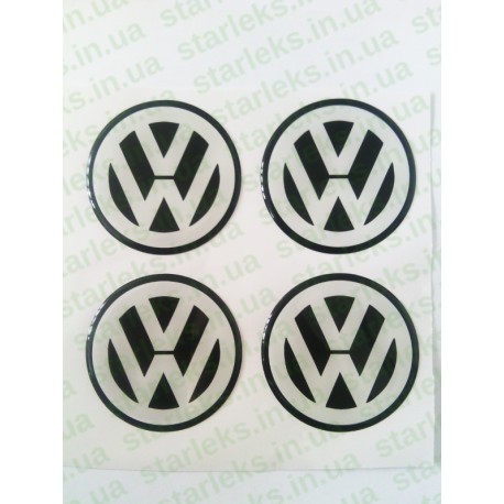 Наклейки VW cиликон (Белый логотип на черном фоне)