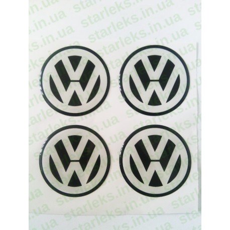 Наклейки VW cиликон (Белый логотип на черном фоне)