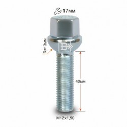 Болт колесный М12x1.5x40мм Сфера Цинк Ключ 17 (Audi, Mercedes-Benz, Seat, Skoda, Volkswagen)
