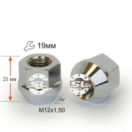 Гайка колесная М12x1,5x21мм Конус Ключ 19