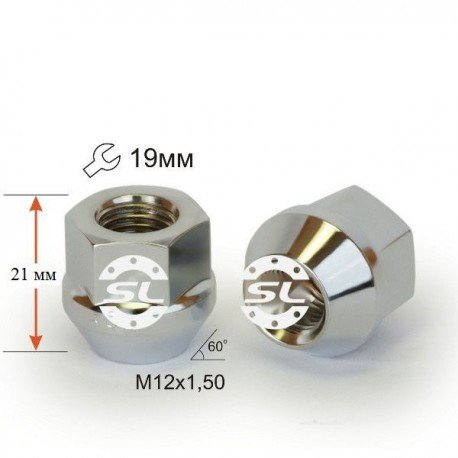 Гайка колесная М12x1,5x21мм Конус Ключ 19