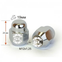 Гайка колесная M12x1,25x26мм Конус Ключ 19 под оригинальные литые диски (Subaru, Suzuki, Nissan, Infiniti)