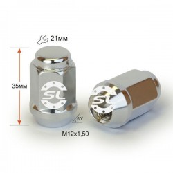Гайка колесная М12x1,5x35мм Конус Цинк Ключ 21 (Chevrolet, Citroen, Daihatsu, Hyundai, Kia, Mazda, Peugeot, Toyota, Lexus)