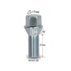 БОЛТ M14X1,5X27 ЦИНК КОНУС КЛЮЧ 17 ММ