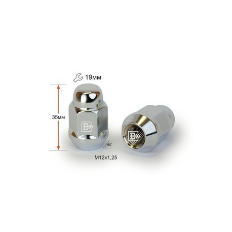 Гайка колесная M12x1,25x35мм Конус Хром Ключ 19 (Subaru, Suzuki, Niva, Nissan, Infiniti, Matiz)