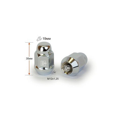 Гайка колесная M12x1,25x35мм Конус Хром Ключ 19 (Subaru, Suzuki, Niva, Nissan, Infiniti, Matiz)
