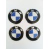 Наклейки BMW D56 мм алюминий (Бело-синий логотип серебристая окантовка на черном фоне)