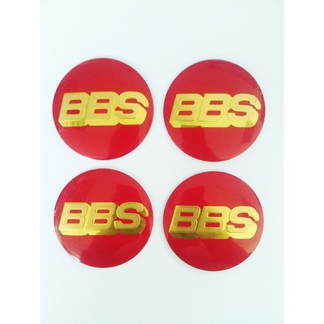 Наклейки BBS D56 мм алюминий (Золотой логотип на красном фоне)