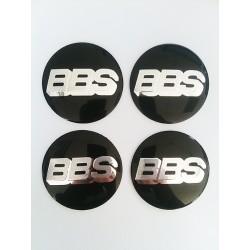 Наклейки BBS D56 мм алюминий (Серебристый логотип на черном фоне)