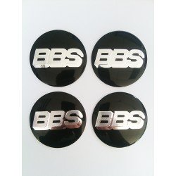 Наклейки BBS D56 мм алюминий (Серебристый логотип на черном фоне)