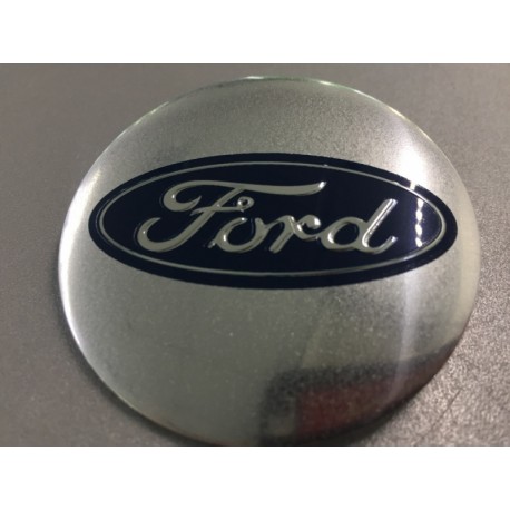 Наклейки Ford D56 мм алюминий (Синий логотип на серебристом фоне)