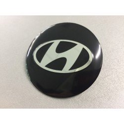 Наклейки Hyundai D56 мм алюминий (Серебристый логотип на черном фоне)