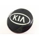 Наклейки Kia D56 мм алюминий (Серебристый логотип на черном фоне)