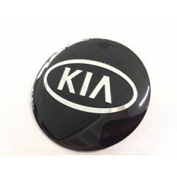 Наклейки Kia D56 мм алюминий (Серебристый логотип на черном фоне)