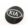 Наклейки Kia D56 мм алюминий (Серебристый логотип на черном фоне)