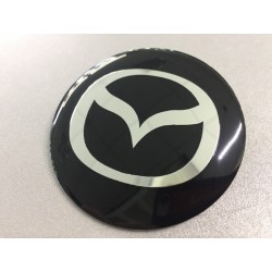Наклейки Mazda D56 мм алюминий (Серебристый логотип на черном фоне)