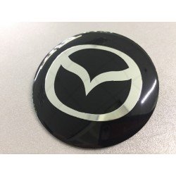 Наклейки Mazda D56 мм алюминий (Серебристый логотип на черном фоне)
