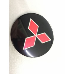 Наклейки Mitsubishi D56 мм алюминий (Красный логотип на черном фоне)