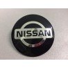 Наклейки Nissan D56 мм алюминий (Серебристый логотип на черном фоне)