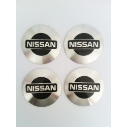 Наклейки Nissan D56 мм алюминий (Черный логотип на серебристом фоне)