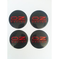 Наклейки OZ D56 мм алюминий (Красный логотип на карбоновом фоне)