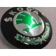 Наклейки Skoda D56 мм алюминий (Старый зеленый с серебром логотип на черном фоне)