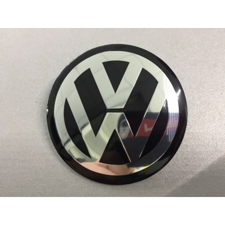 Наклейки VW D56 мм алюминий (Серебристый логотип на черном фоне)