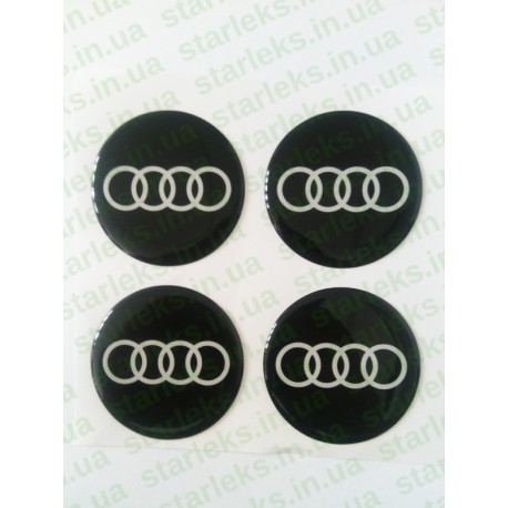 Наклейки Audi cиликон (Белый логотип на черном фоне)