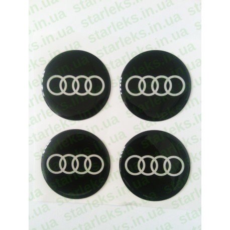 Наклейки Audi cиликон (Белый логотип на черном фоне)
