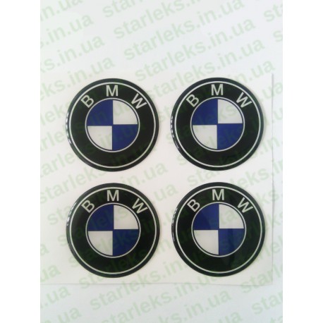 Наклейки BMW cиликон (Бело-синий логотип на черном фоне)