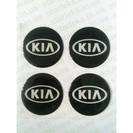 Наклейки KIA cиликон (Белый логотип на черном фоне)