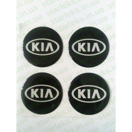 Наклейки KIA cиликон (Белый логотип на черном фоне)