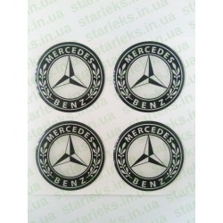 Наклейки Mercedes cиликон (Белый логотип на черном фоне)
