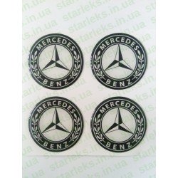 Наклейки Mercedes cиликон (Белый логотип на черном фоне)